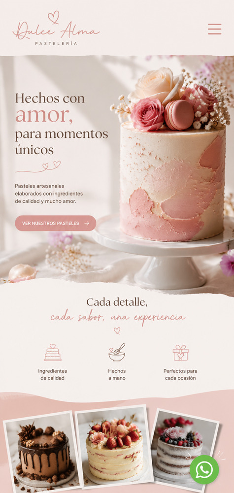 Sitio web responsivo de pastelería artesanal