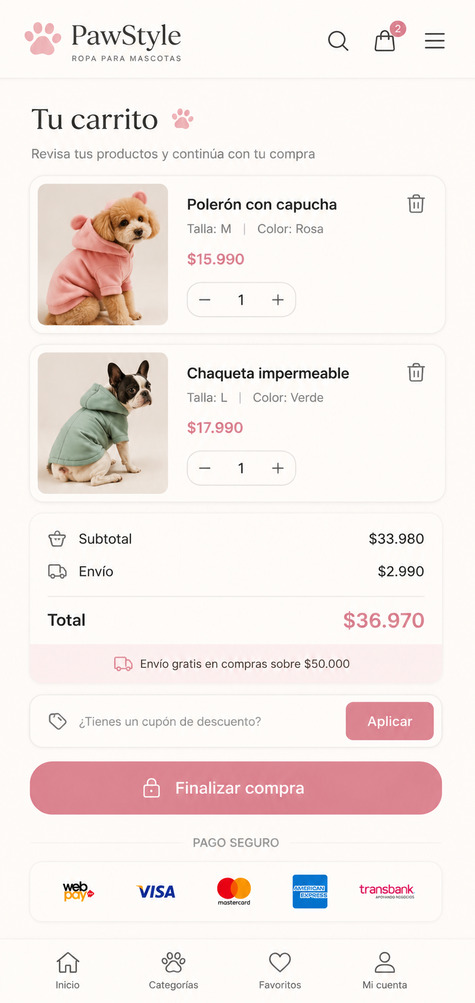 Sitio web responsivo de tienda de mascotas