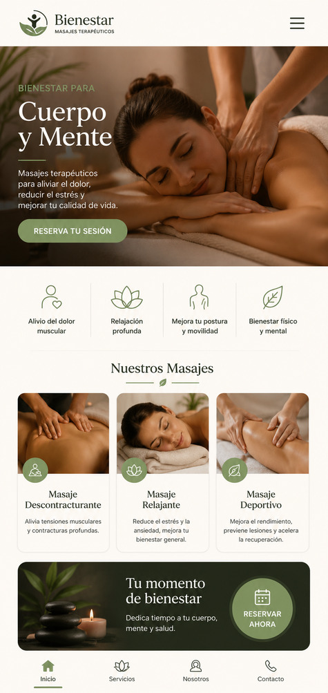 Sitio web responsivo de spa y bienestar