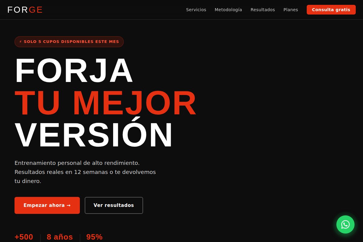 Ejemplo de página web personalizada creada en Chile — proyecto Forge